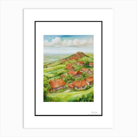 Green plains, distant hills, country houses,renewal and hope,life,spring acrylic colors.48 Art Print