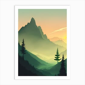 Misty Mountains Vertical Composition In Green Tone 36 Art Print