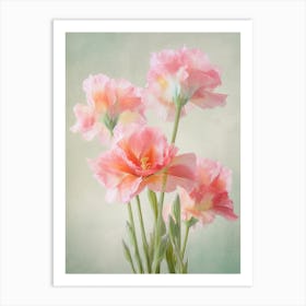 Gladioli Flowers Acrylic Painting In Pastel Colours 4 Art Print