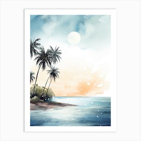 Watercolour Of Ka Anapali Beach   Maui Hawaii Usa 0 Art Print