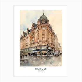 Harrods 4 Watercolour Travel Poster Art Print