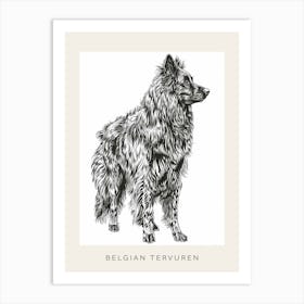 Belgian Tervuren Dog Line Sketch 2 Poster Art Print