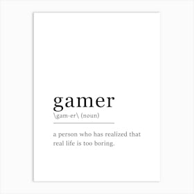 Gamer Definition Poster - Dictionary Art Print