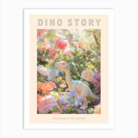 Pastel Toy Dinosaur In The Garden 1 Poster Art Print