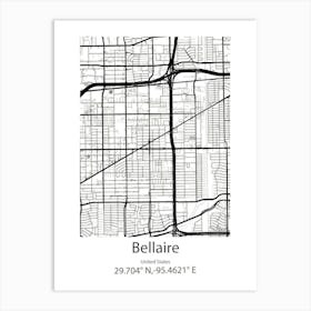 Bellaire,United States Minimalist Map Art Print