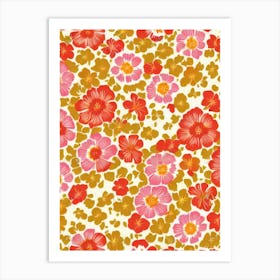 Impatiens Floral Print Retro Pattern Flower Art Print