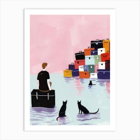 Cat In The Water 5 Art Print