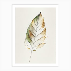 Birch Leaf Minimalist Watercolour Art Print