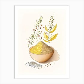 Mustard Seed Spices And Herbs Pencil Illustration 3 Art Print