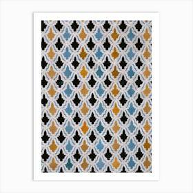 Mosaic Wall | Yellow, blue, white and black | Morocco Art Print