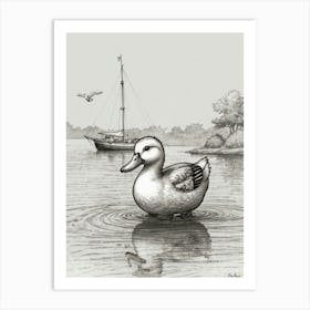 Duck In The Water 2 Art Print