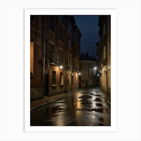 Wet Street At Night Art Print