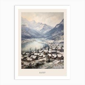 Vintage Winter Painting Poster Banff Canada 4 Art Print