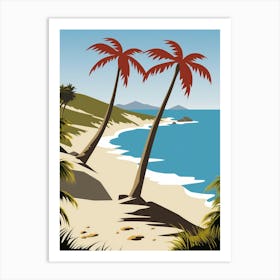 Two Palm Trees On The Beach Art Print