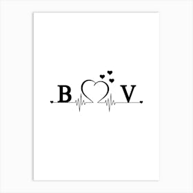 Personalized Couple Name Initial B And V Monogram Art Print