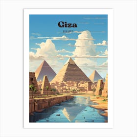 Giza Egypt Nile River Travel Art Art Print