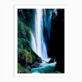 Sutherland Falls, New Zealand Nat Viga Style (1) Art Print