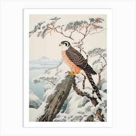 Winter Bird Painting Falcon 2 Art Print