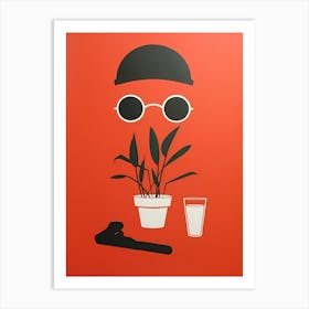 Man With Glasses And A Plant Art Print