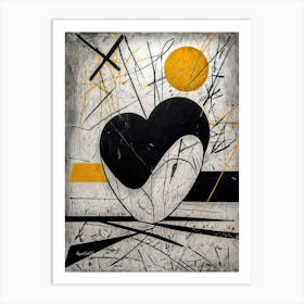 Heart Of Black And Yellow Art Print