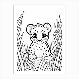 Line Art Jungle Animal Ocelot 4 Art Print
