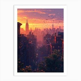 Sunset In New York City 3 Art Print