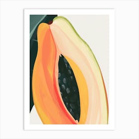 Papaya Close Up Illustration 6 Art Print