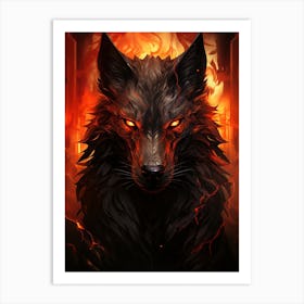 Wolf In Flames 1 Art Print