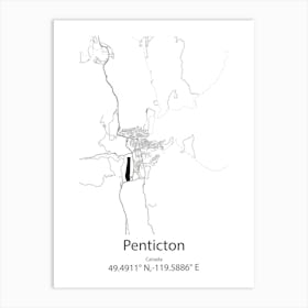 Penticton,Canada Minimalist Map Art Print