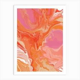 Orange Pink Marble Abstract Painting Art Print