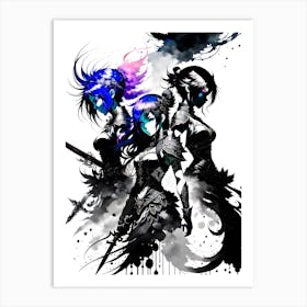 Three Girls Holding Swords Art Print