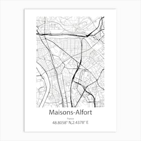 Maisons Alfort,France Minimalist Map Art Print