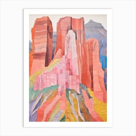 Mount Hua China 2 Colourful Mountain Illustration Art Print