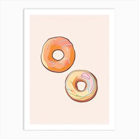 Cinnamon Sugar Donuts Dessert Minimal Line Drawing Flower Art Print