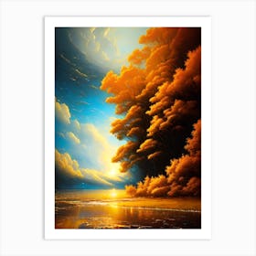 Sunset Over The Lake Art Print