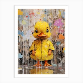 Paint Splash Duckling In A Raincoat 2 Art Print