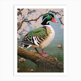 Ohara Koson Inspired Bird Painting Wood Duck 1 Art Print