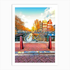 Bicycle On A Bridge In Amsterdam 1 Art Print