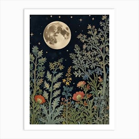 Moonlight In The Garden Style William Morris Art Print