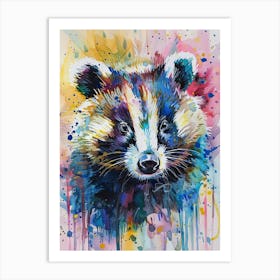 Badger Colourful Watercolour 1 Art Print