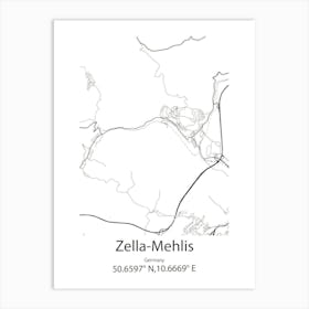 Zella Mehlis,Germany Minimalist Map Art Print