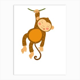 Monkey Hanging On A Branch 1 Art Print