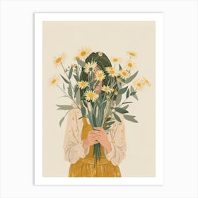 Spring Girl With Yellow Flowers 4 Art Print