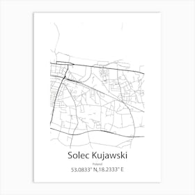 Solec Kujawski,Poland Minimalist Map Art Print