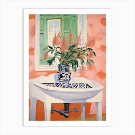 Bathroom Vanity Painting With A Foxglove Bouquet 3 Art Print