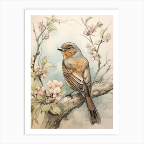 Storybook Animal Watercolour Robin 3 Art Print