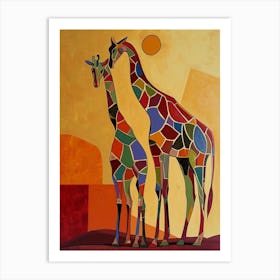 Abstract Geometric Giraffes 9 Art Print