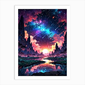 Galaxy Landscape Art Print