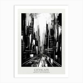 Cityscape Abstract Black And White 5 Poster Art Print