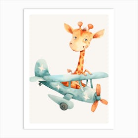 Giraffe In A Plane Kids and Nursery Art Print